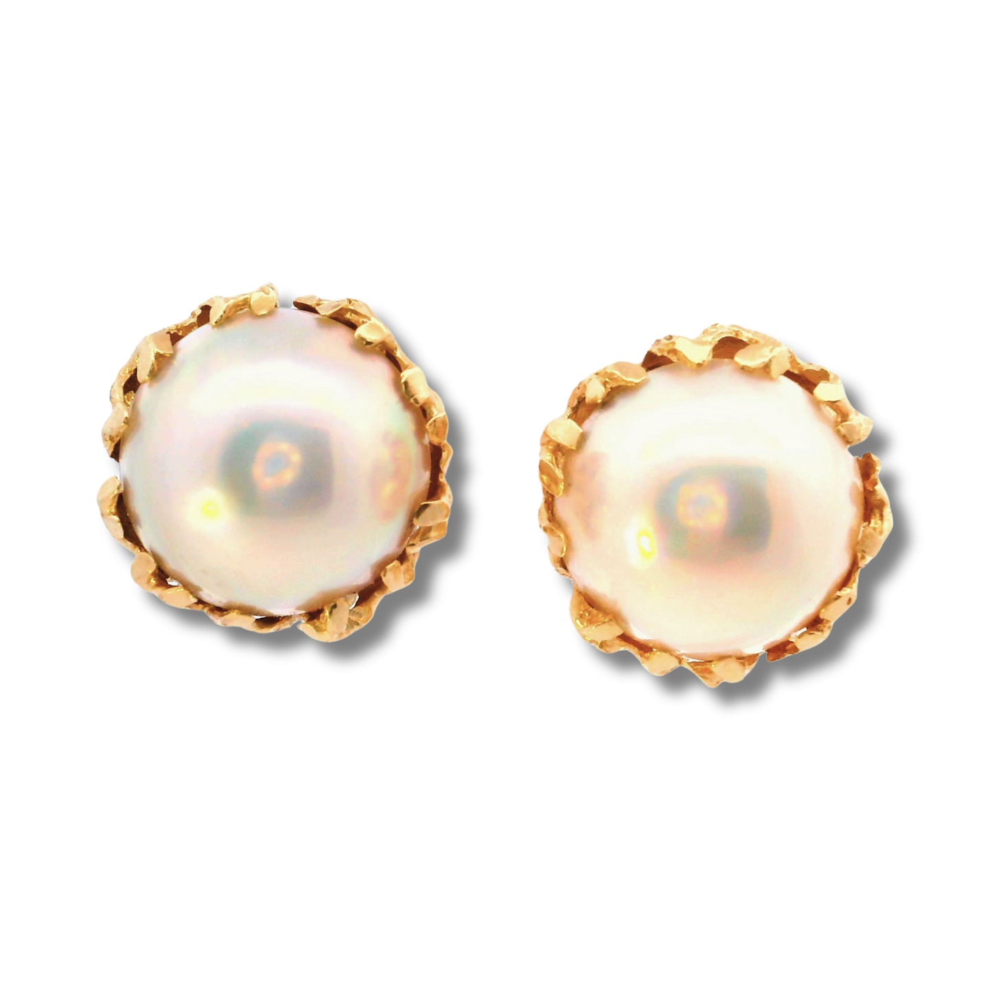 Boucles d'oreilles à tige en or jaune 14 carats avec perles