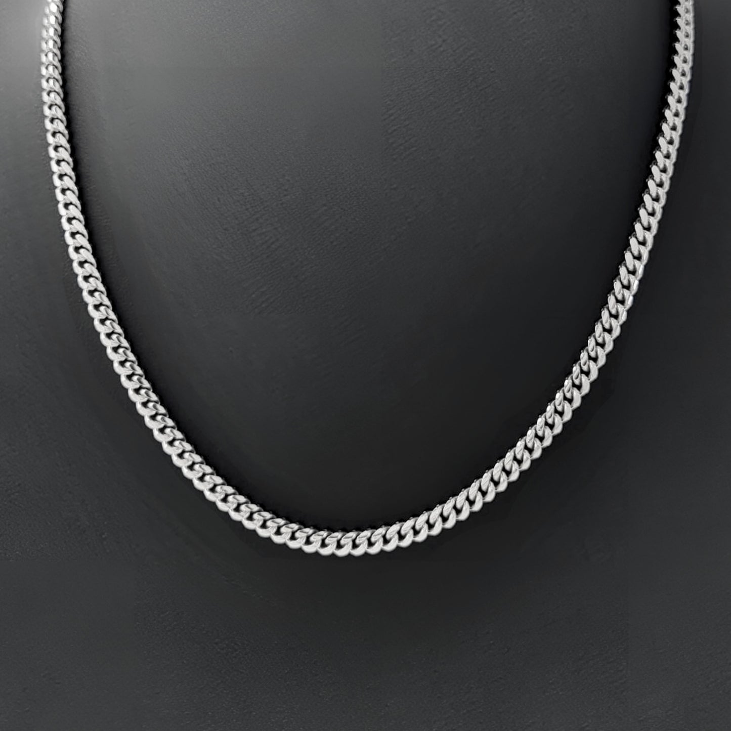 Chaîne à maillons cubains en argent sterling de 18 pouces