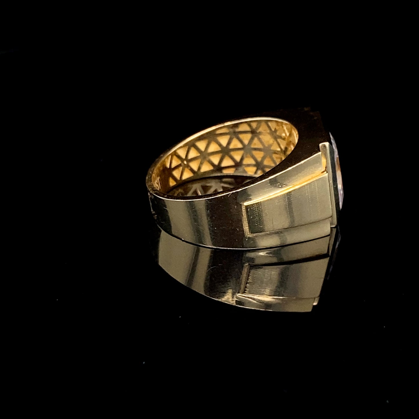 Bague initiale « L » en or jaune 14 carats
