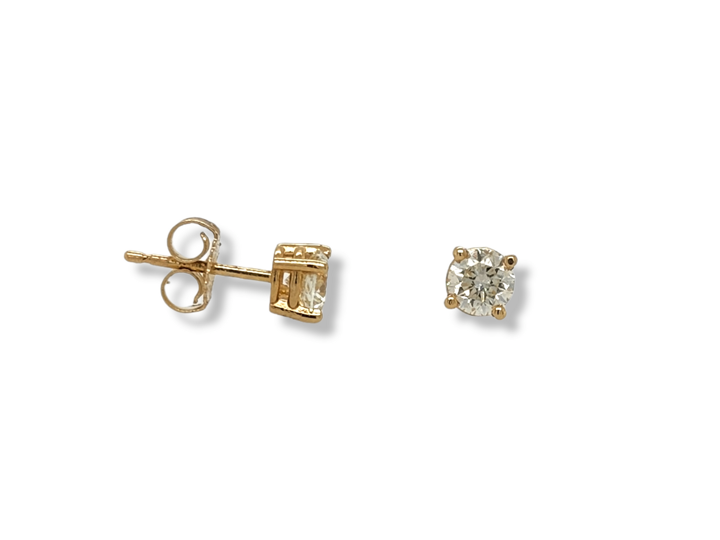 Boucles d'oreilles à tige en or jaune 14 carats et diamant 1/2 carat