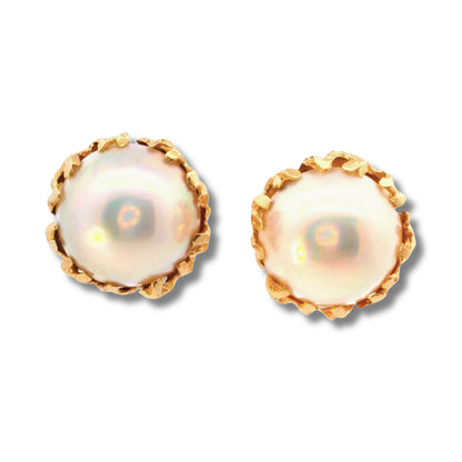 Boucles d'oreilles à tige en or jaune 14 carats avec perles