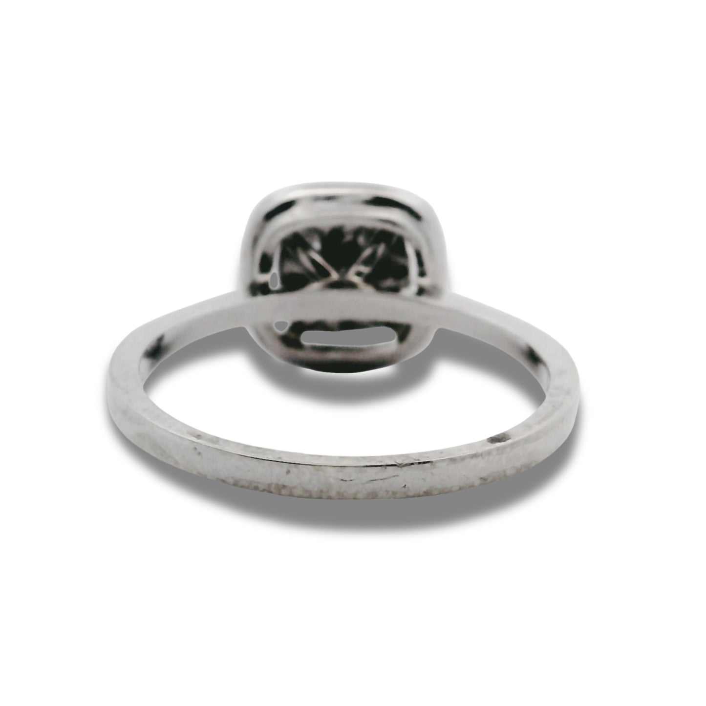 Bague de fiançailles en or blanc 18 carats avec diamant naturel coussin