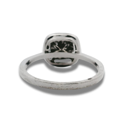 Bague de fiançailles en or blanc 18 carats avec diamant naturel coussin