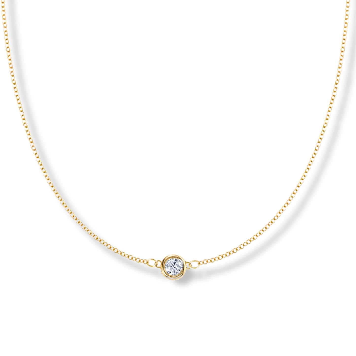 Collier solitaire en or jaune 14 carats avec diamant de 2,00 ct