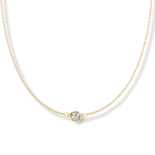 Collier solitaire en or jaune 14 carats avec diamant de 2,00 ct