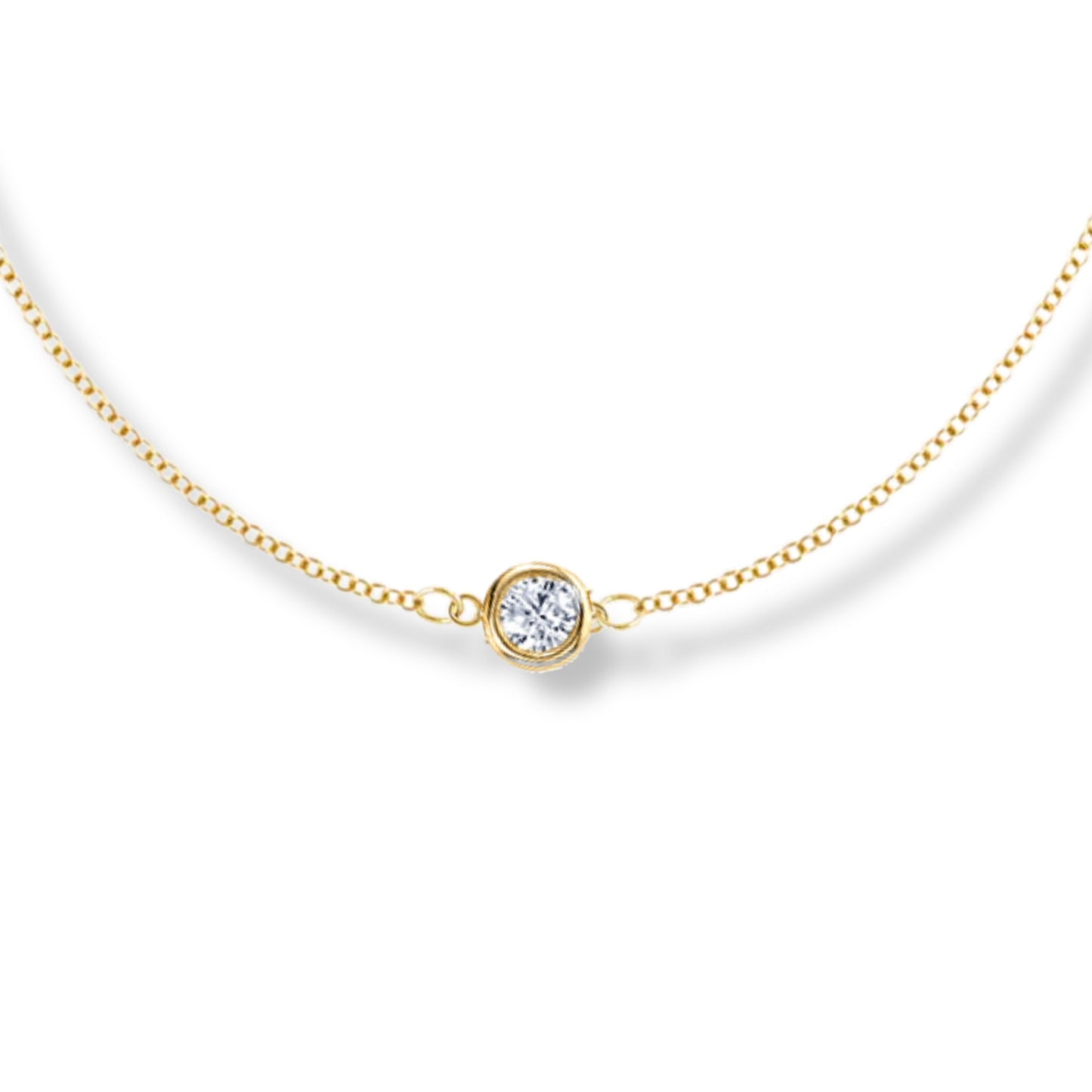 Collier solitaire en or jaune 14 carats avec diamant de 2,00 ct