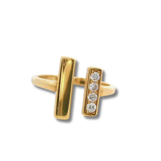 Bague Stacker en or jaune 14 carats avec diamants blancs