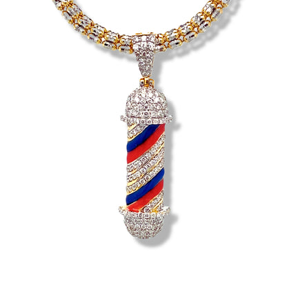 Pendentif Barber Pole en or jaune 14 carats et diamants