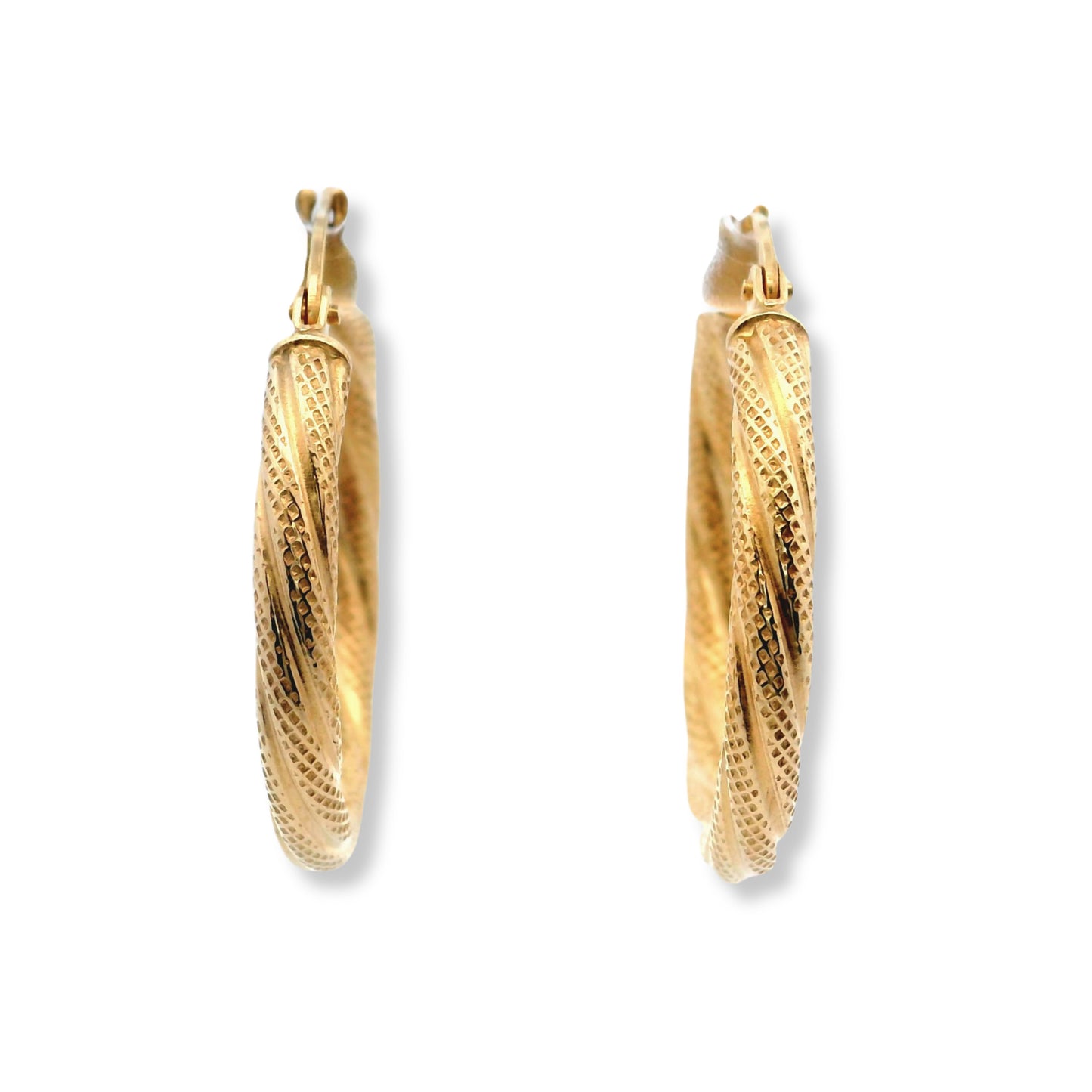 Boucles d'oreilles créoles texturées en or jaune 14 carats
