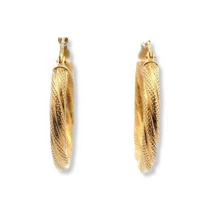 Boucles d'oreilles créoles texturées en or jaune 14 carats