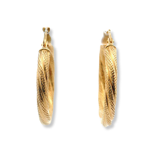 Boucles d'oreilles créoles texturées en or jaune 14 carats