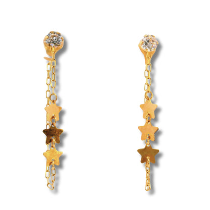 Boucles d'oreilles pendantes en or jaune 14 carats