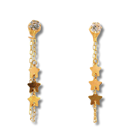 Boucles d'oreilles pendantes en or jaune 14 carats