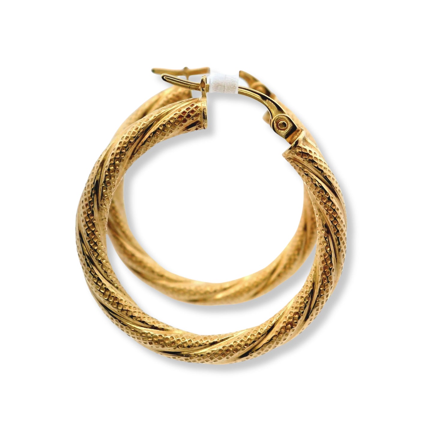 Boucles d'oreilles créoles texturées en or jaune 14 carats
