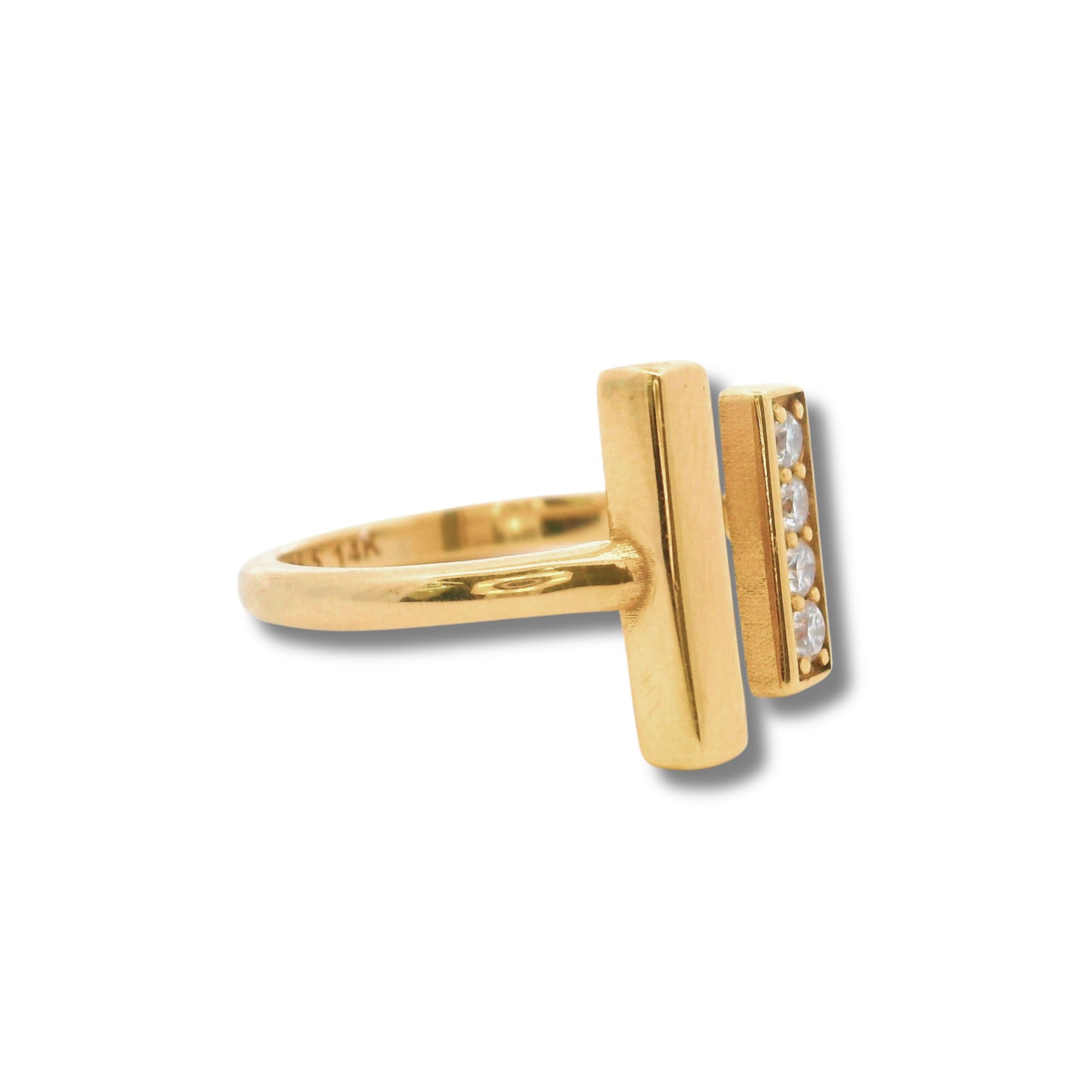Bague Stacker en or jaune 14 carats avec diamants blancs