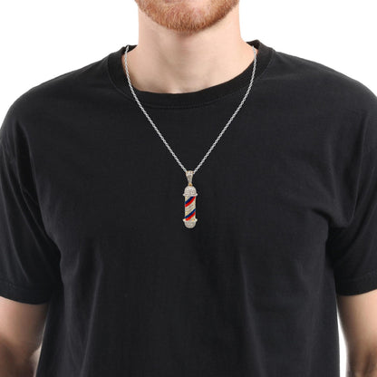 Pendentif Barber Pole en or jaune 14 carats et diamants