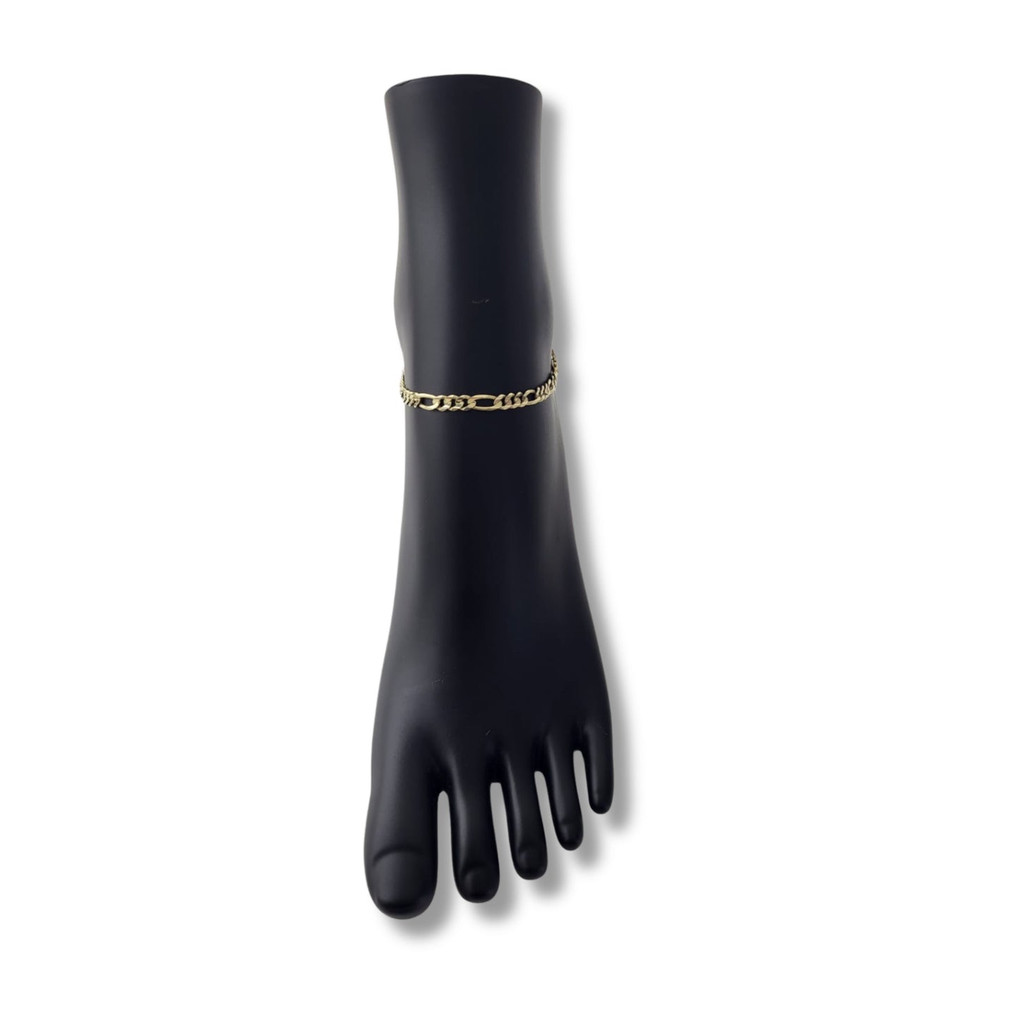 Bracelet de cheville Figaro en or jaune 10 carats