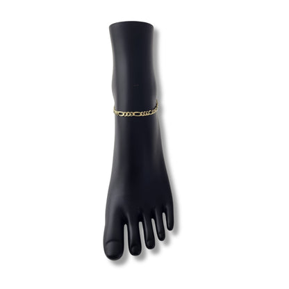 Bracelet de cheville Figaro en or jaune 10 carats