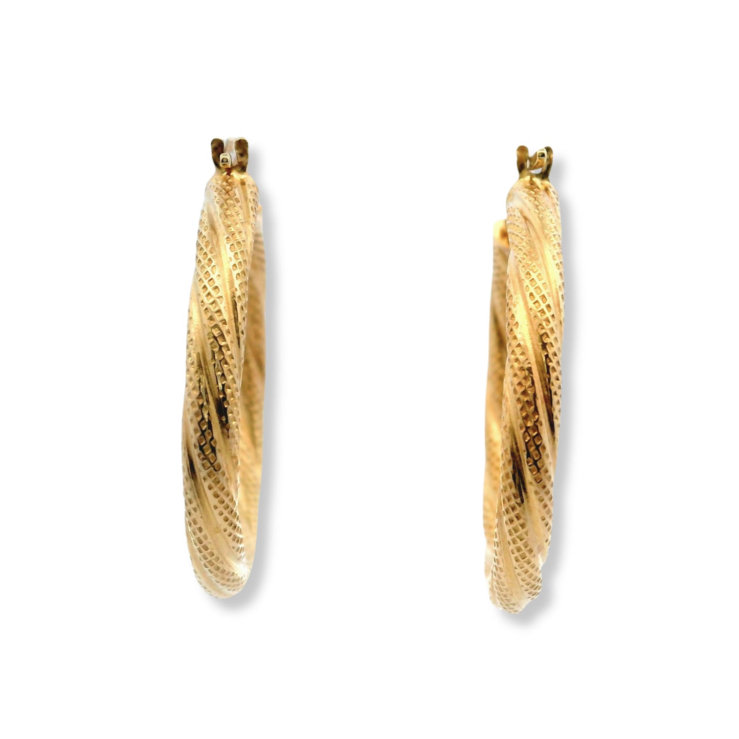 Boucles d'oreilles créoles texturées en or jaune 14 carats