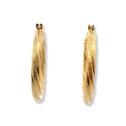 Boucles d'oreilles créoles texturées en or jaune 14 carats