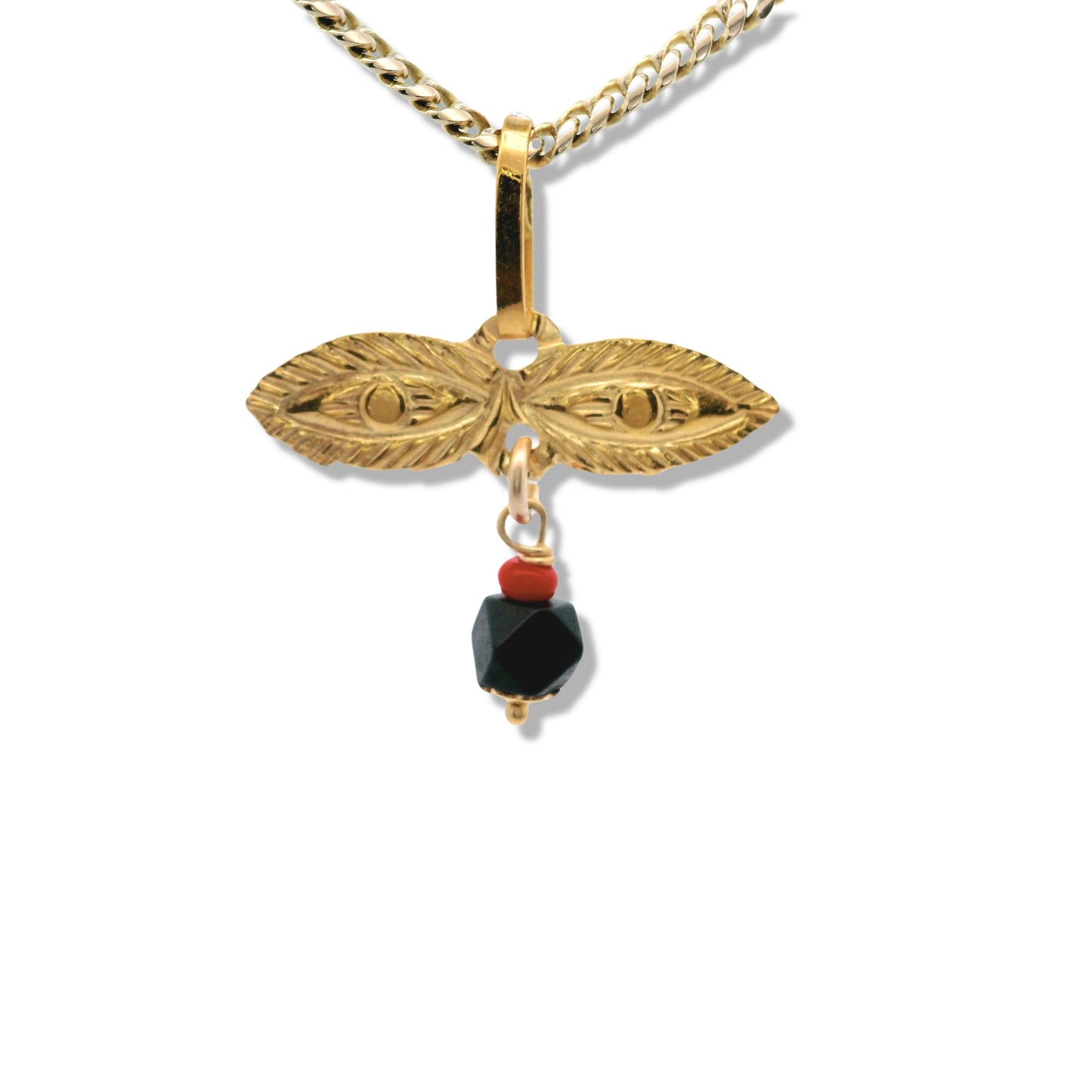 "Ojitos de Santa Lucia" en or jaune 14 carats avec breloque Azabache
