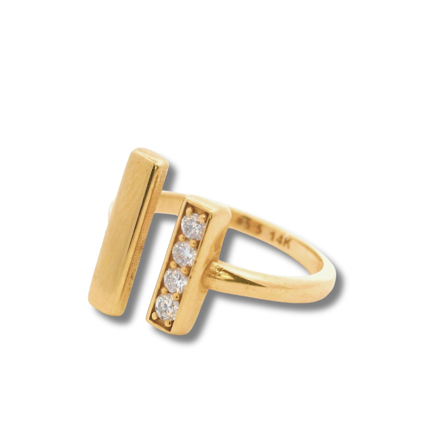 Bague Stacker en or jaune 14 carats avec diamants blancs