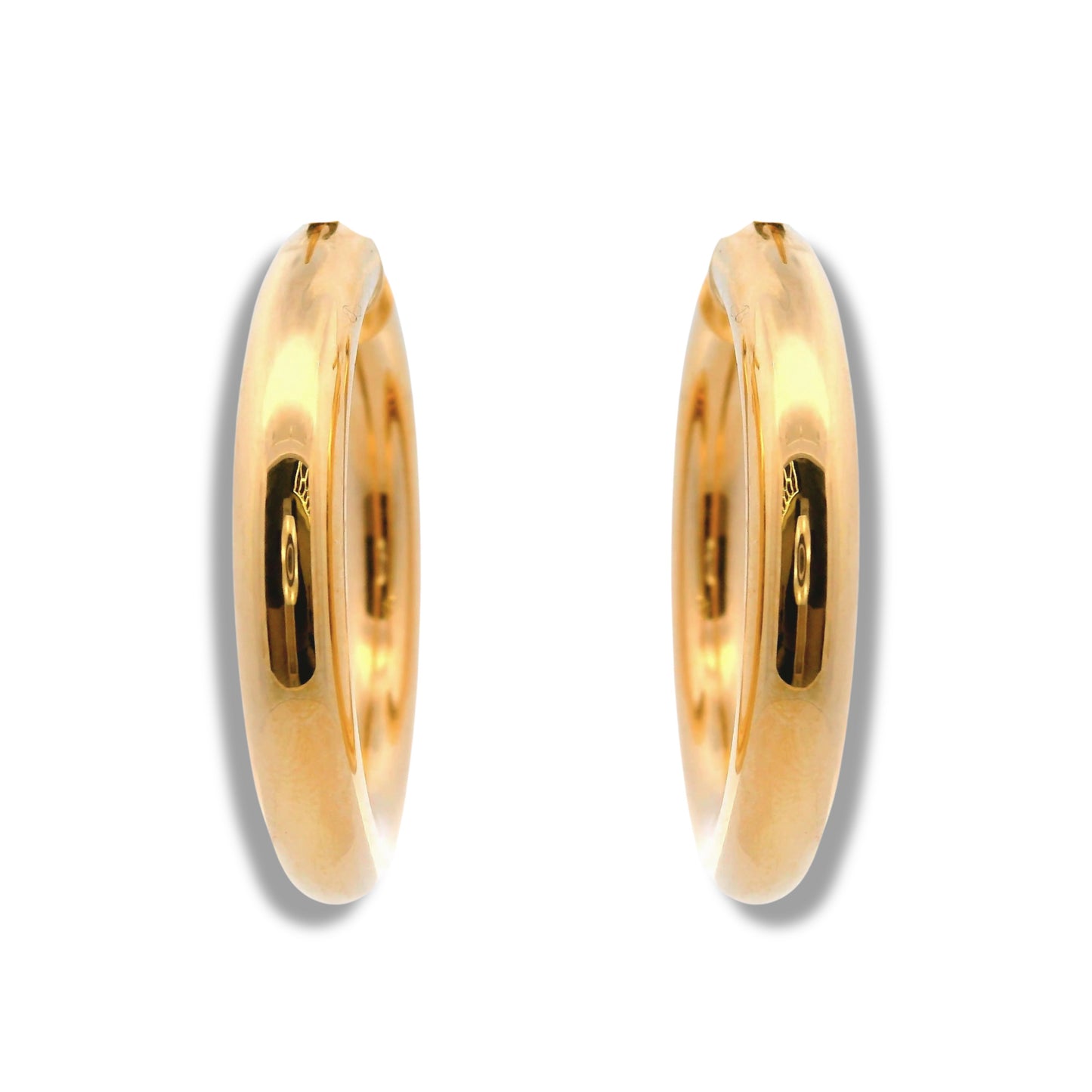 Boucles d'oreilles créoles épaisses de taille moyenne en or jaune 14 carats
