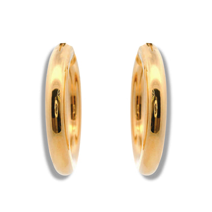Boucles d'oreilles créoles épaisses de taille moyenne en or jaune 14 carats