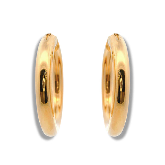 Boucles d'oreilles créoles épaisses de taille moyenne en or jaune 14 carats