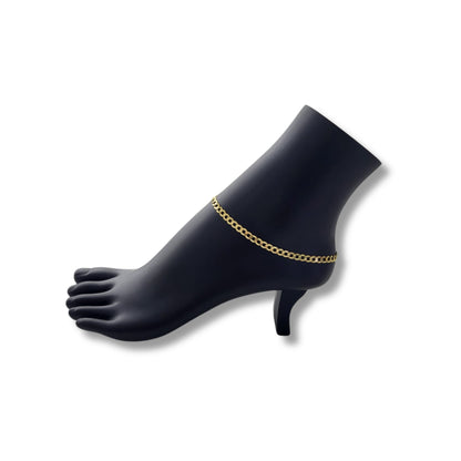 14K Yellow Gold Curb Anklet