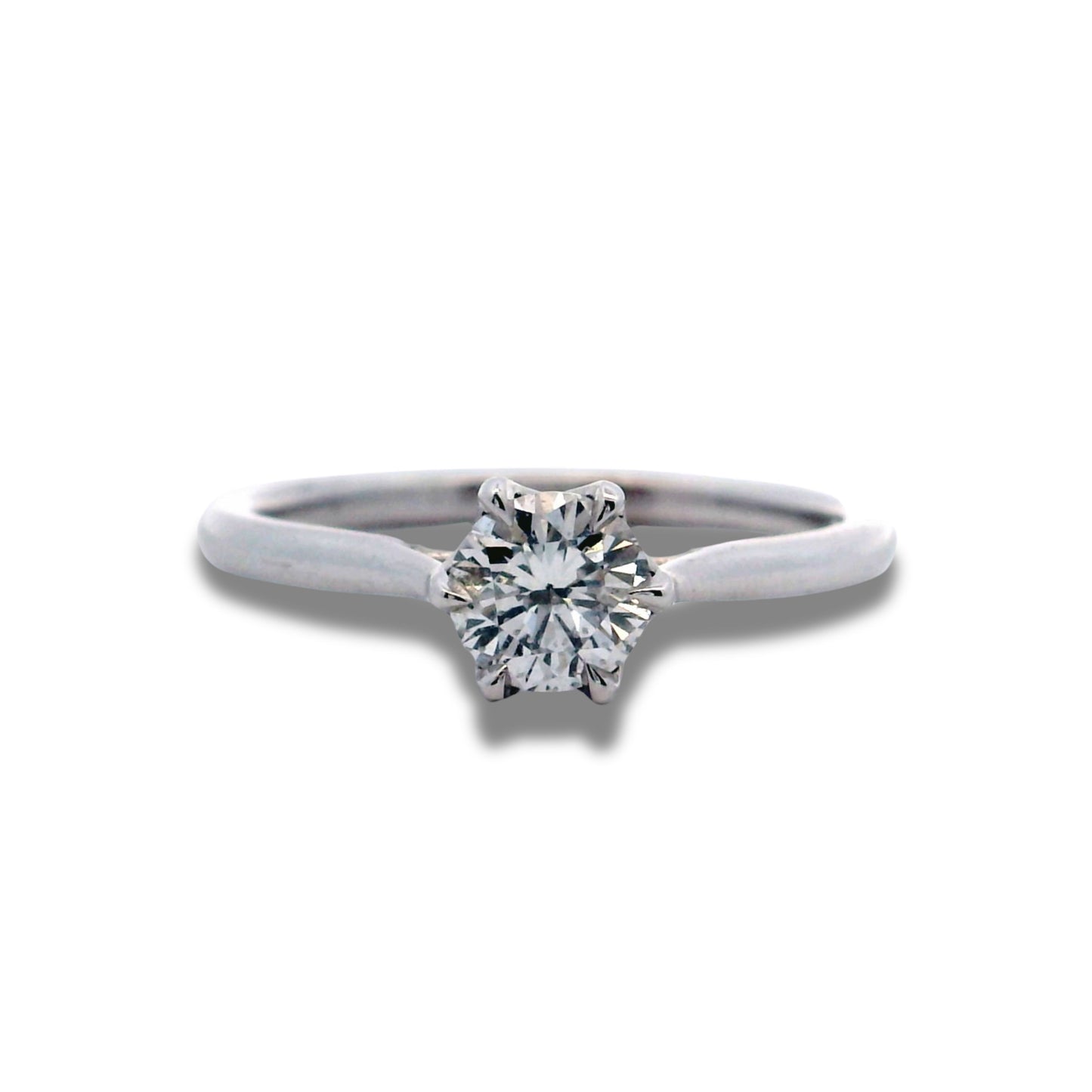 14K White Gold Solitaire Natural Diamond Stone Engagement Ring