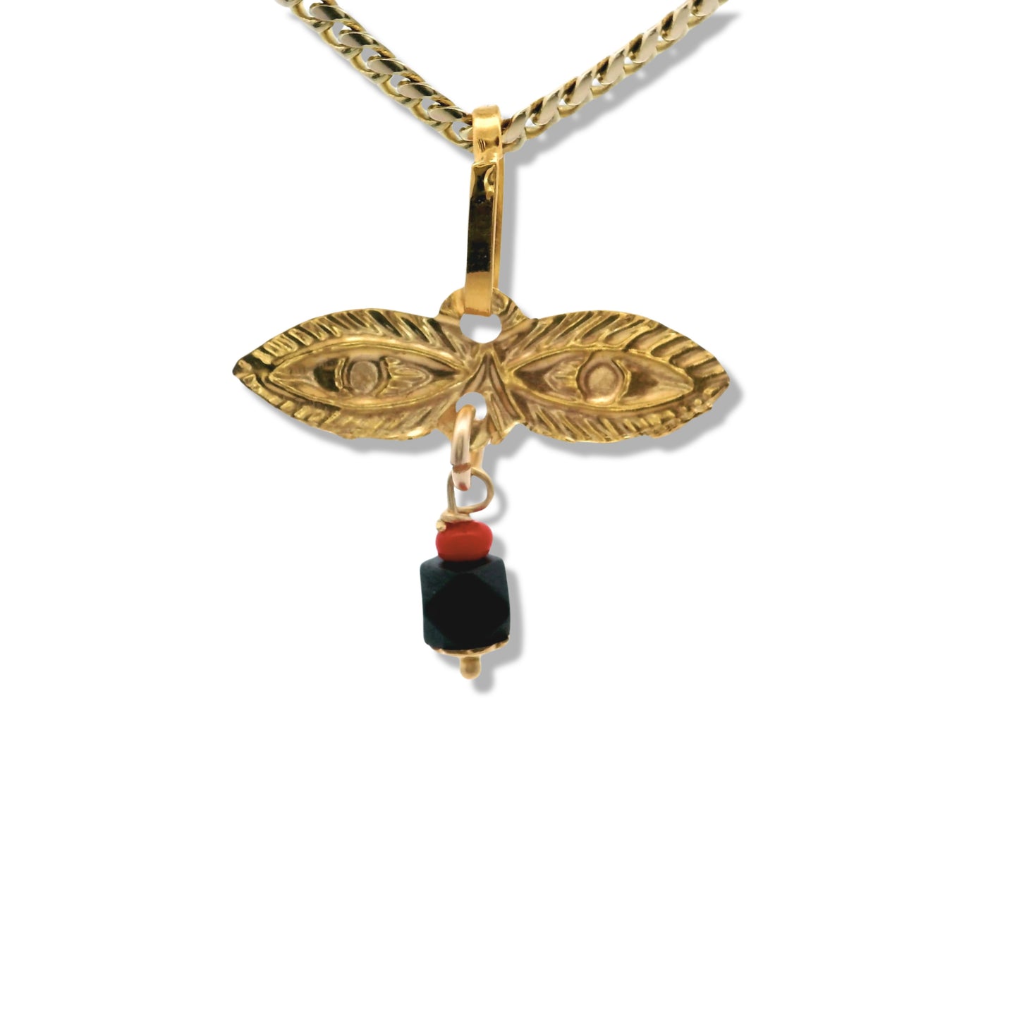 "Ojitos de Santa Lucia" en or jaune 14 carats avec breloque Azabache