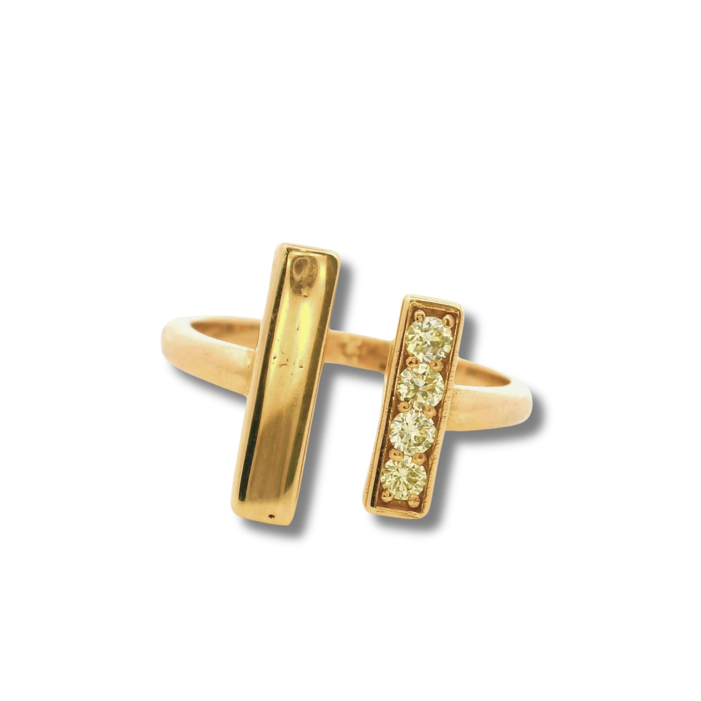 Bague Stacker en or jaune 14 carats avec diamants jaunes