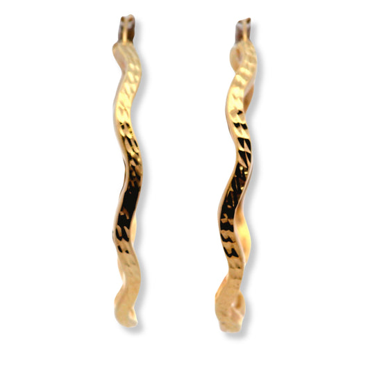 Boucles d'oreilles créoles torsadées de taille moyenne en or jaune 10 carats