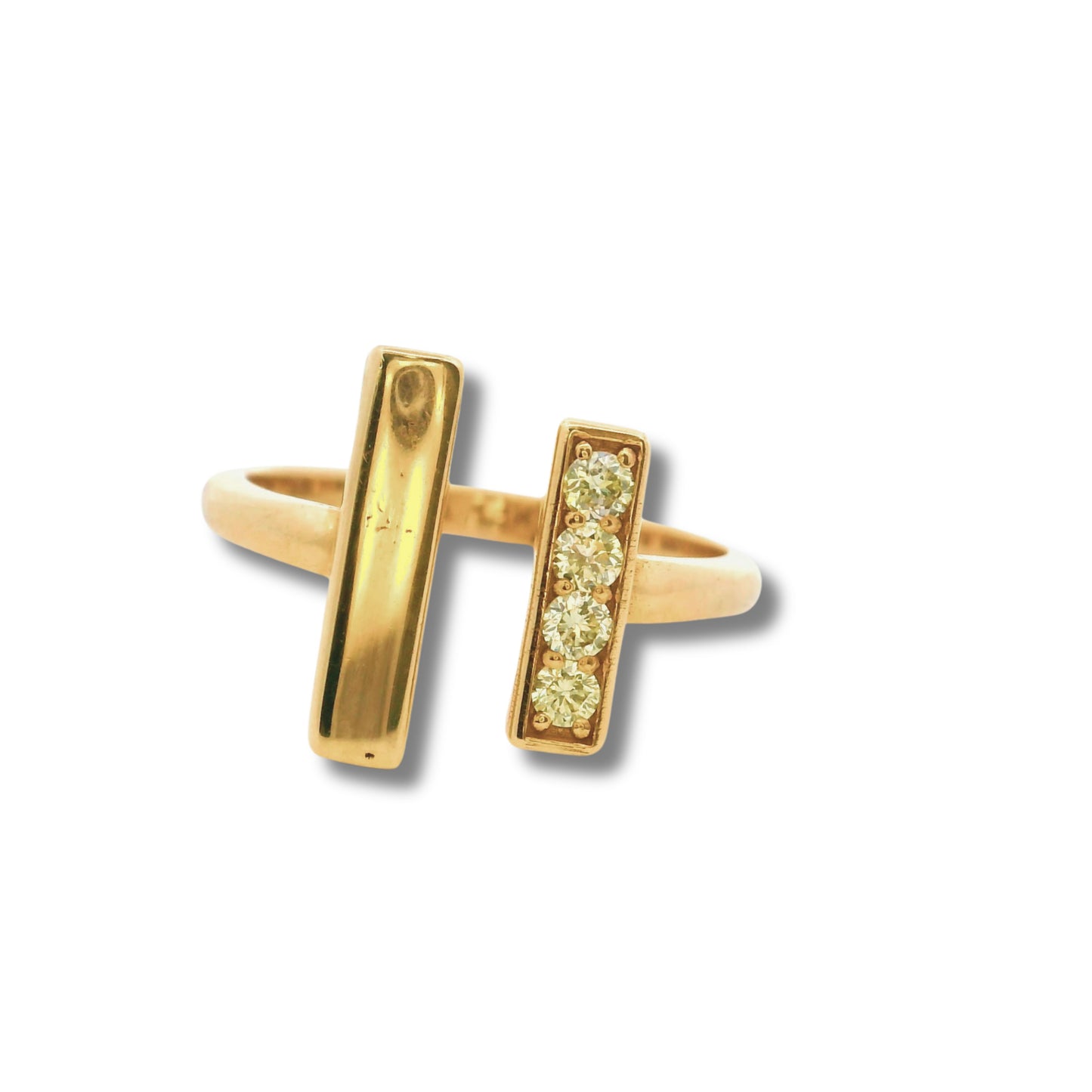 Bague Stacker en or jaune 14 carats avec diamants jaunes