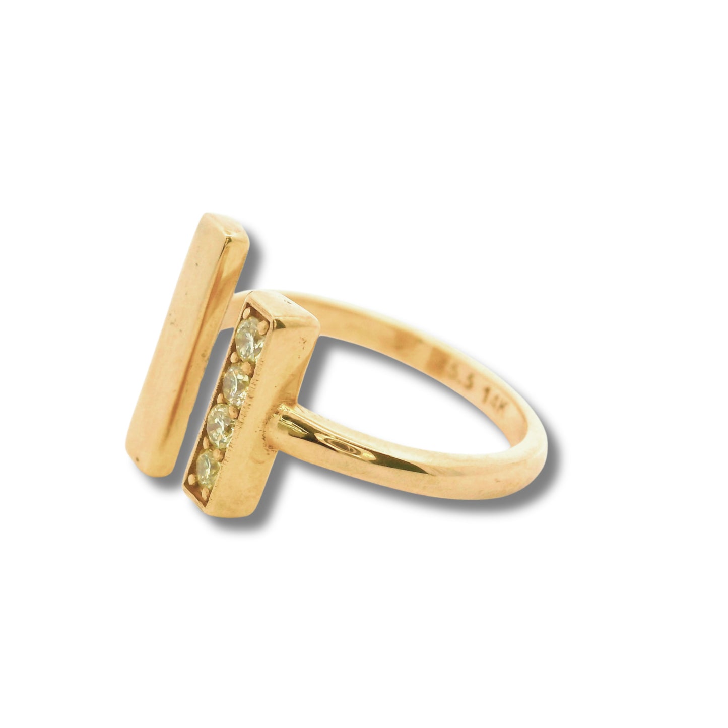 Bague Stacker en or jaune 14 carats avec diamants jaunes