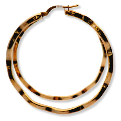 Boucles d'oreilles créoles torsadées de taille moyenne en or jaune 10 carats
