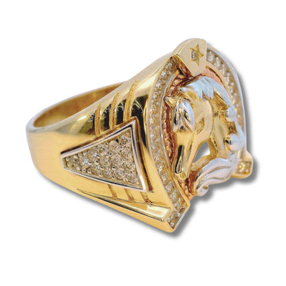 14K Yellow Gold Horse Head Men's Ring