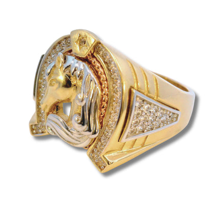 14K Yellow Gold Horse Head Men's Ring