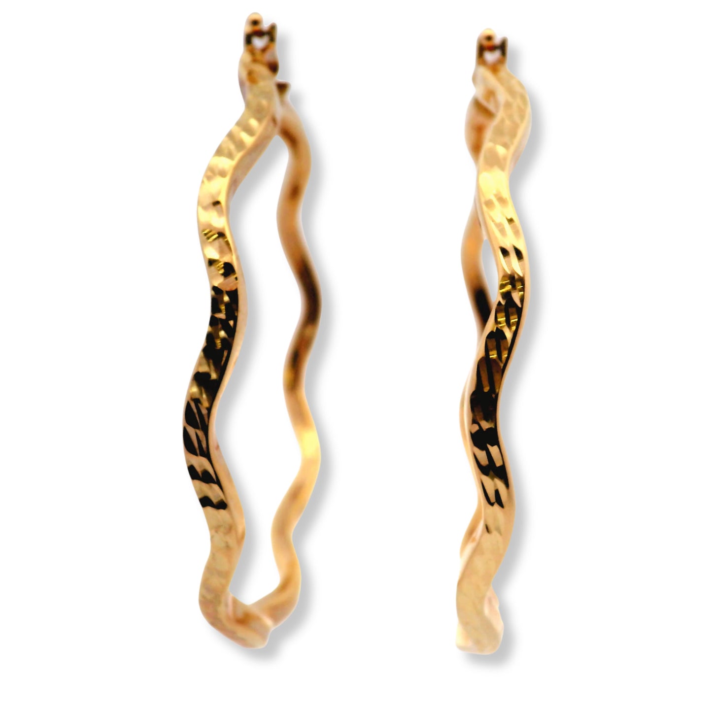 Boucles d'oreilles créoles torsadées de taille moyenne en or jaune 10 carats