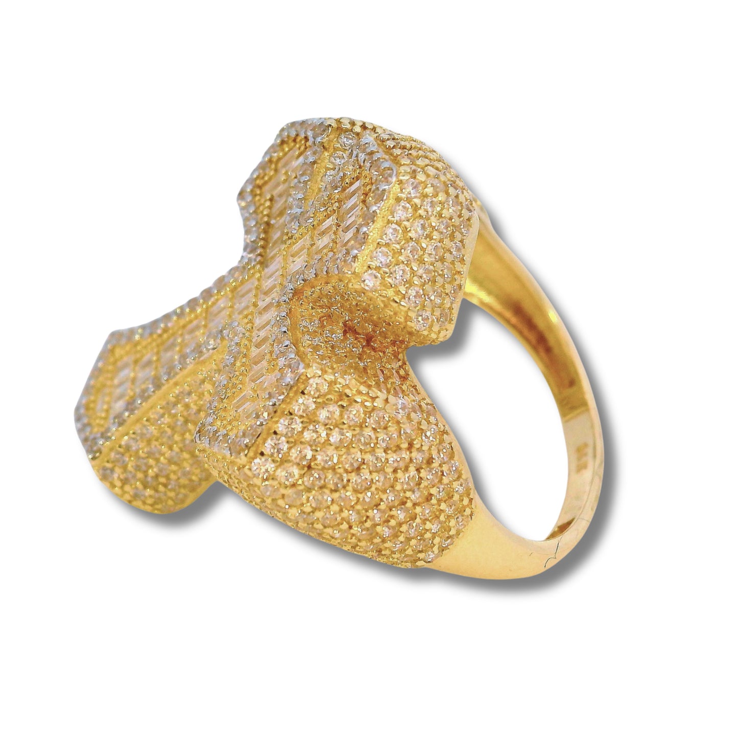 Bague croix en or jaune 14 carats