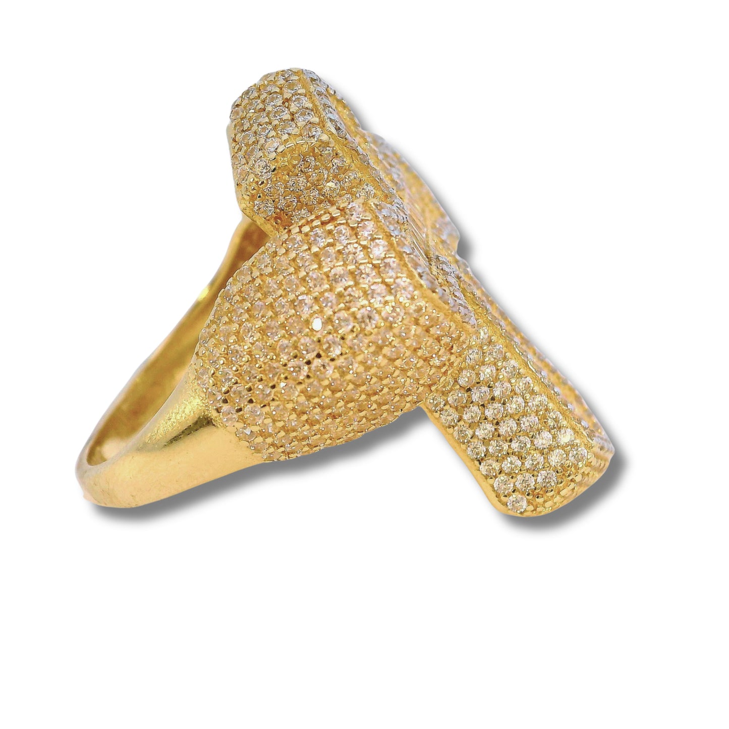 Bague croix en or jaune 14 carats