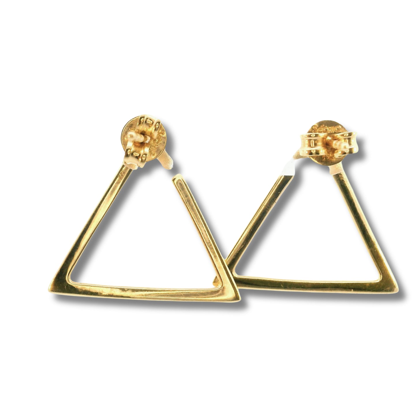 Pendientes triangulares colgantes de oro amarillo de 14 quilates