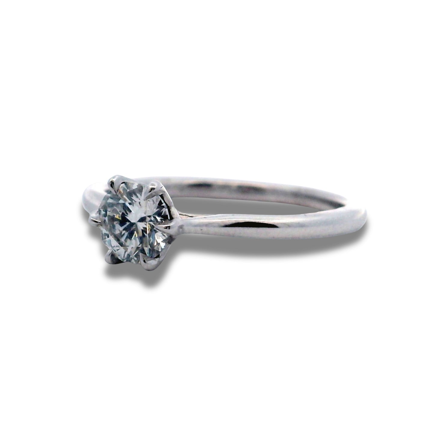 14K White Gold Solitaire Natural Diamond Stone Engagement Ring