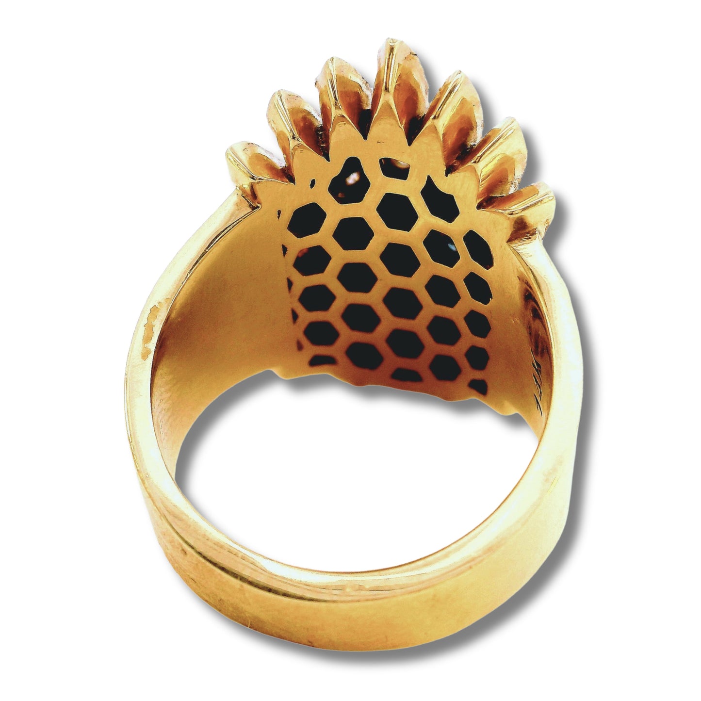 Anillo indio de oro amarillo de 14 quilates y diamantes