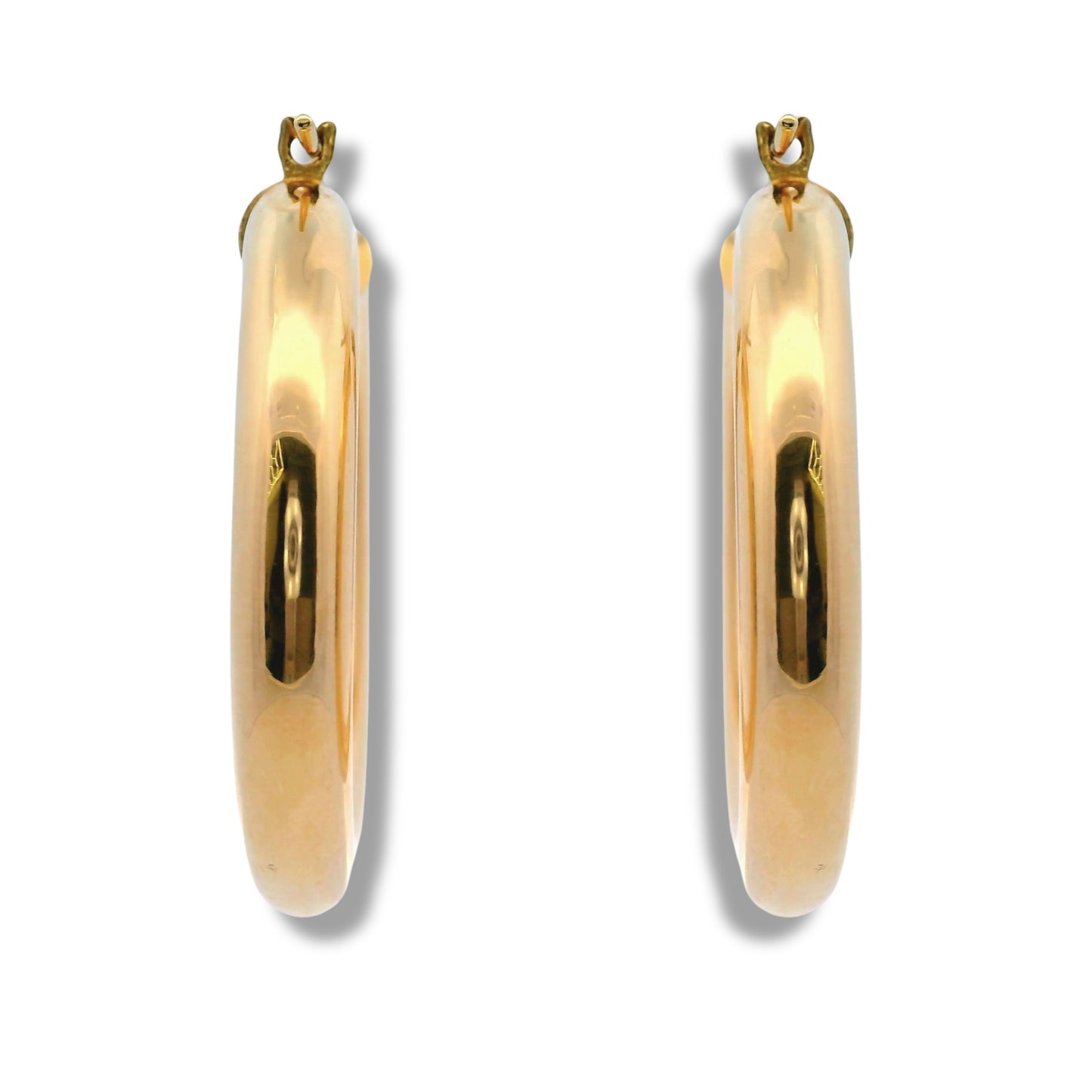 Boucles d'oreilles créoles épaisses de taille moyenne en or jaune 14 carats