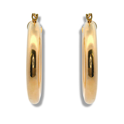 Boucles d'oreilles créoles épaisses de taille moyenne en or jaune 14 carats