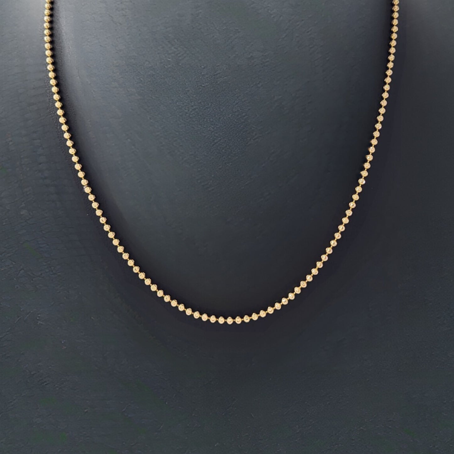Chaîne à perles en or jaune 14 carats de 18 pouces avec coupe de lune