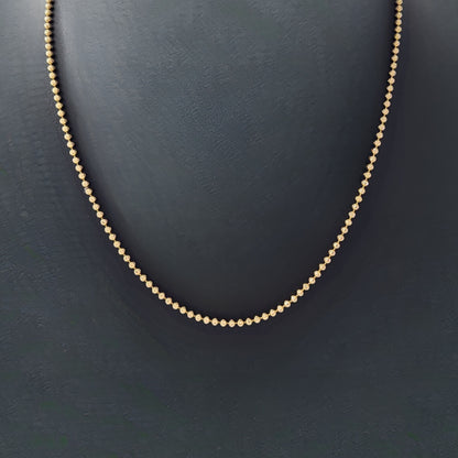 Chaîne à perles en or jaune 14 carats de 18 pouces avec coupe de lune