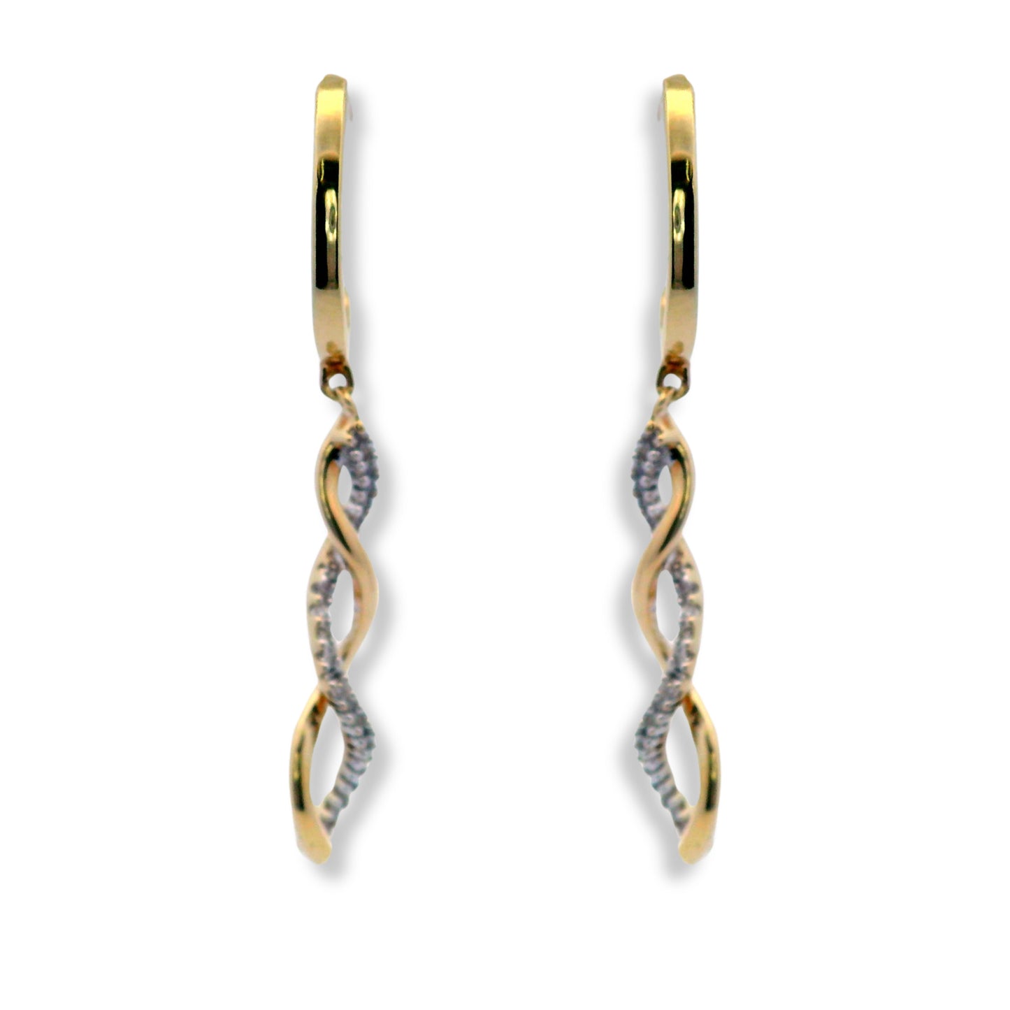Boucles d'oreilles pendantes torsadées en or jaune 10 carats